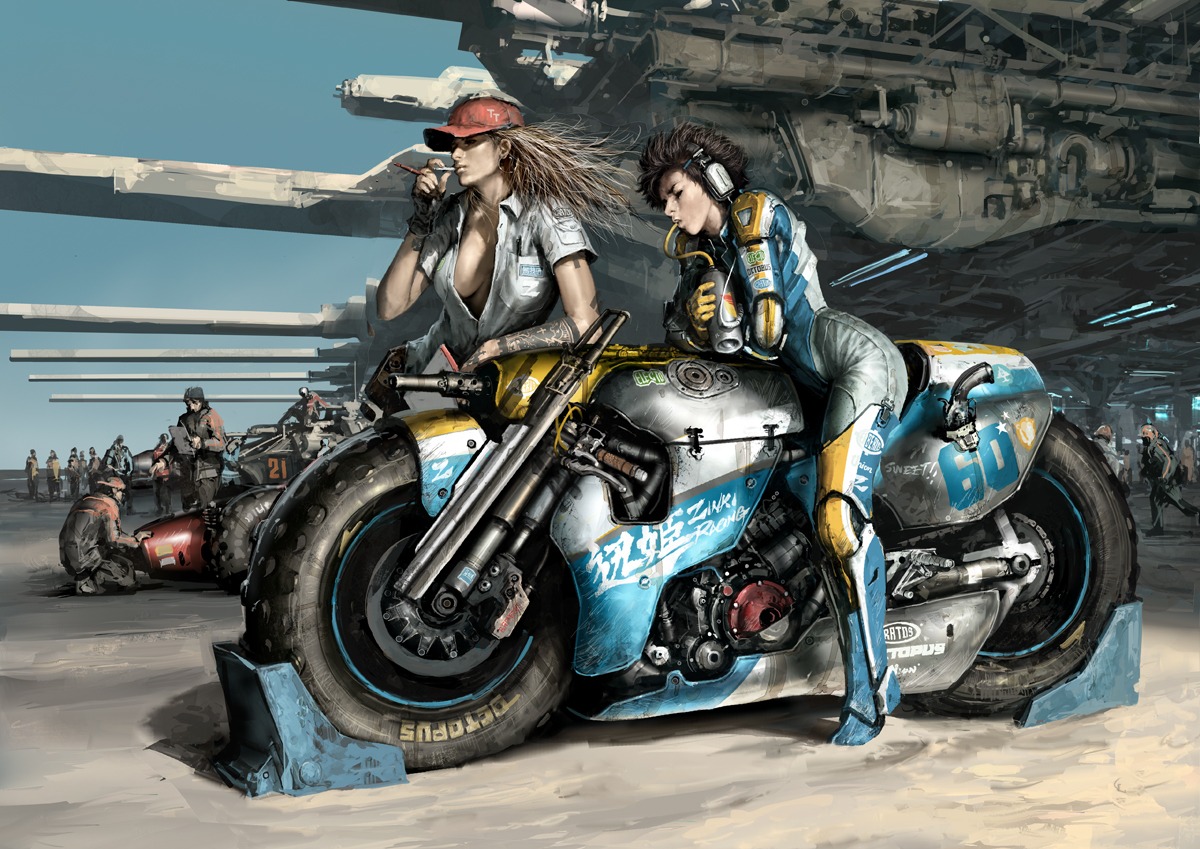 1200x849_7394_Battle_ready_2d_illustration_girls_sci_fi_bike_motorsport_motorcycle_picture_image_dig